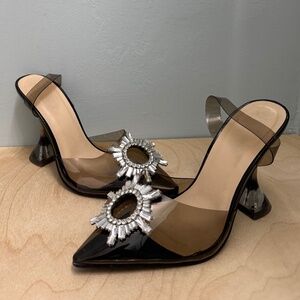 Catherine Malandrino Jamie Smoke Clear Slingback Rhinestone Pumps